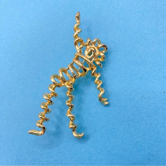 Vintage NEMO Dancer Brooch Coiled Corkscrew Gold Tone Pin - Picture 6 of 6